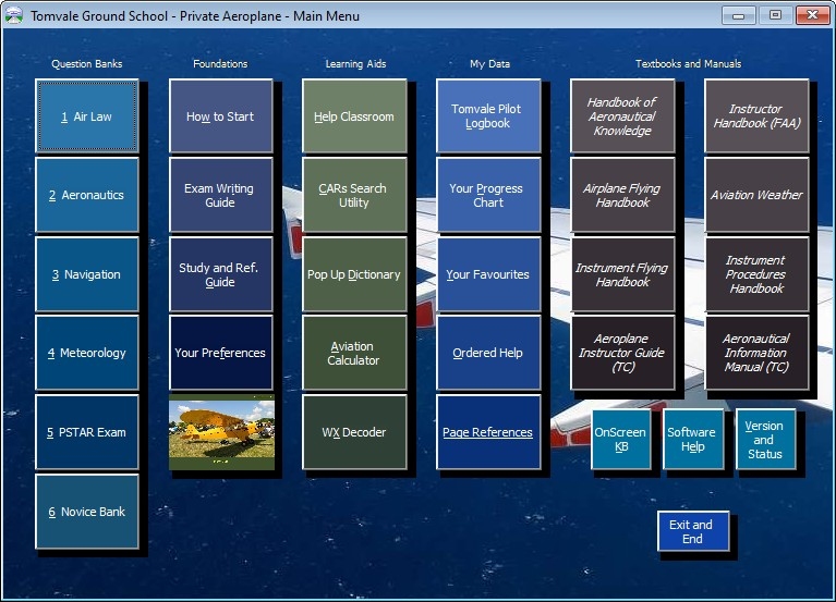 Tomvale Aviation Pilot Ground School Software Preferences - Screen