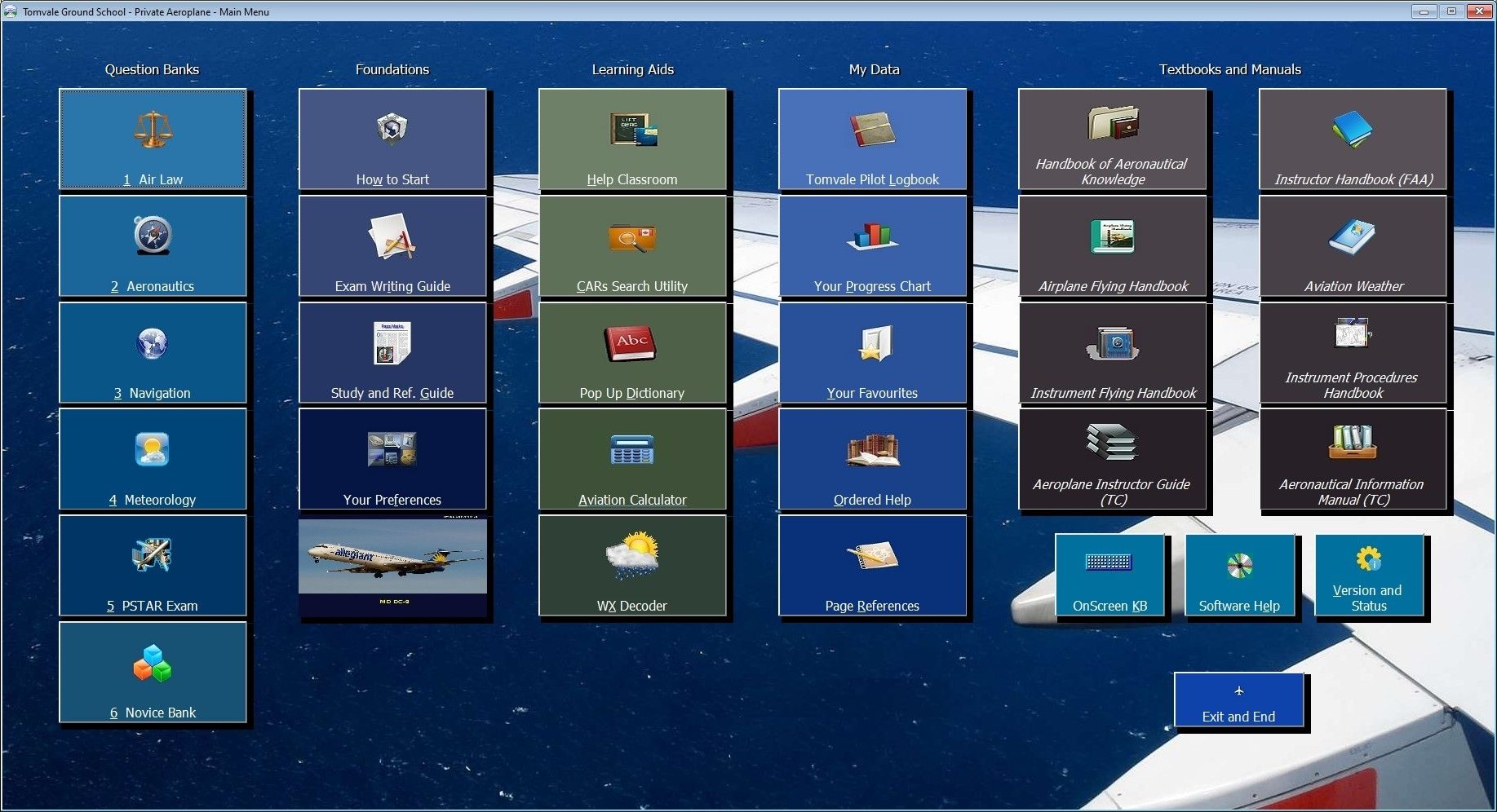 Tomvale Aviation Pilot Ground School Software - Preferences - ScreenSiz